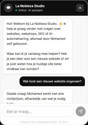 Echt gesprek met de AI-chatbot van La Nobleza Studio