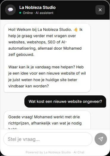 Echt gesprek met de AI-chatbot van La Nobleza Studio